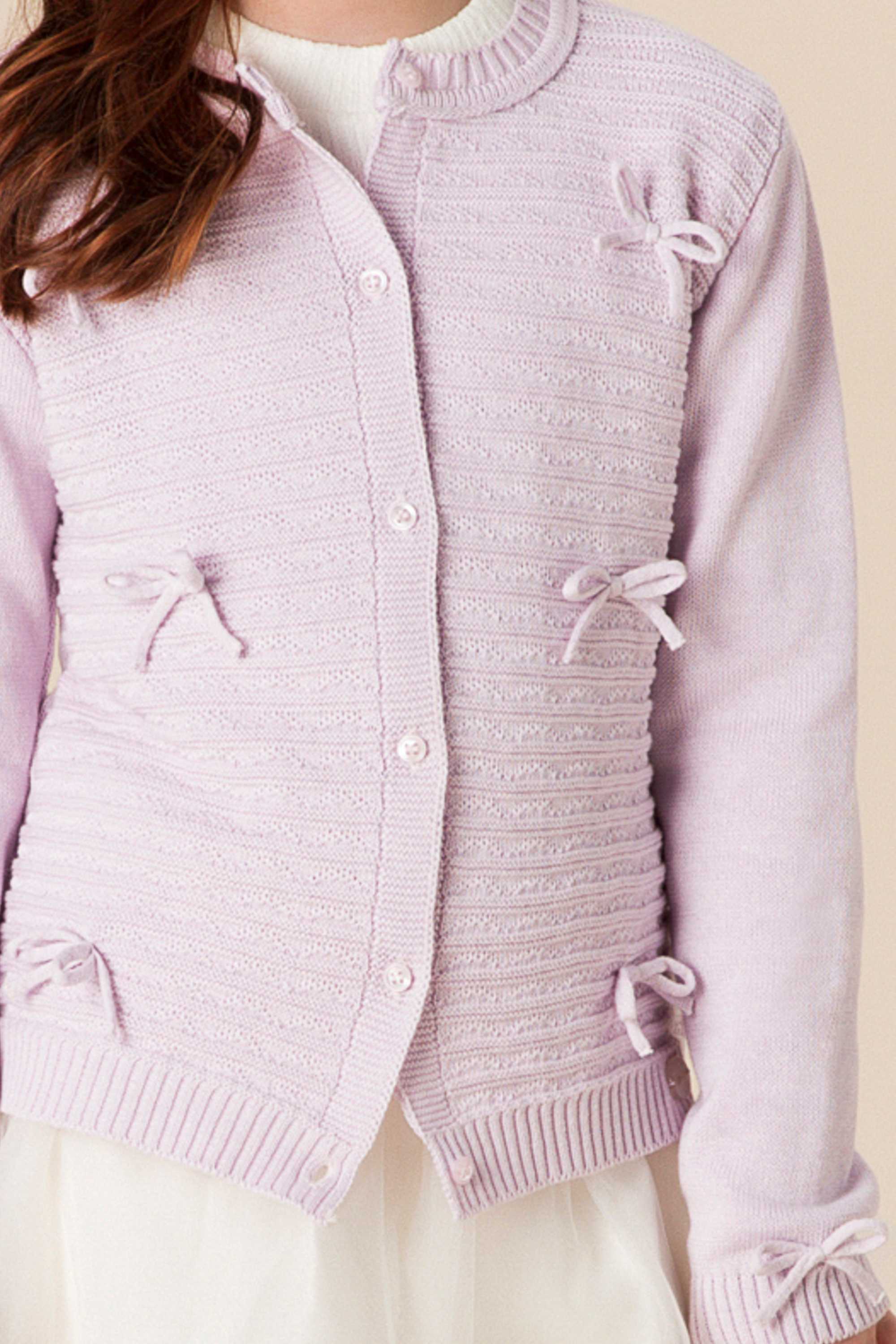 Cardigan Infantil Mundo Faz de Conta Lilás Laçarotes