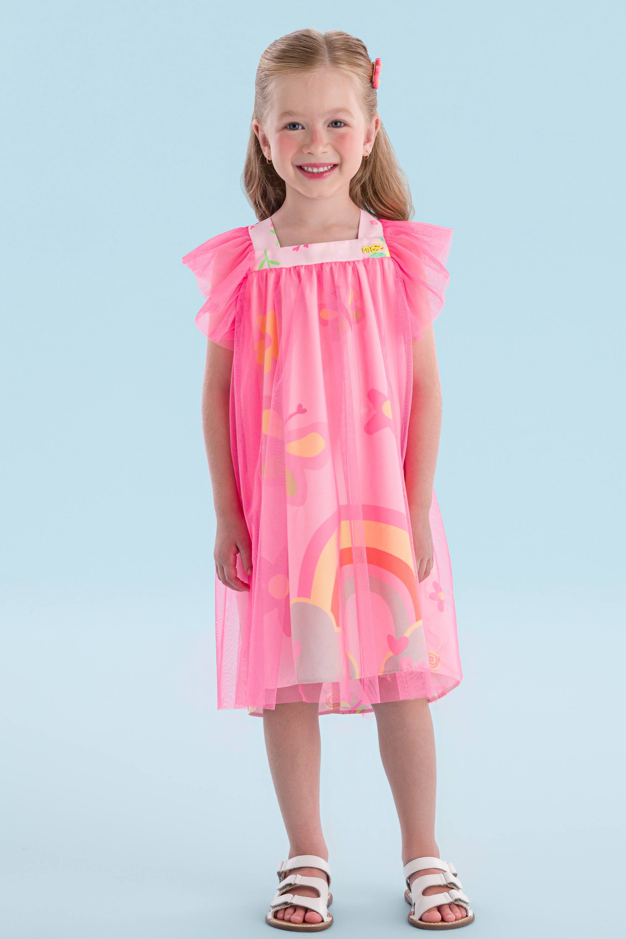 Vestido Mon Sucré Vestido Festa Infantil Rosa Vestido Casual