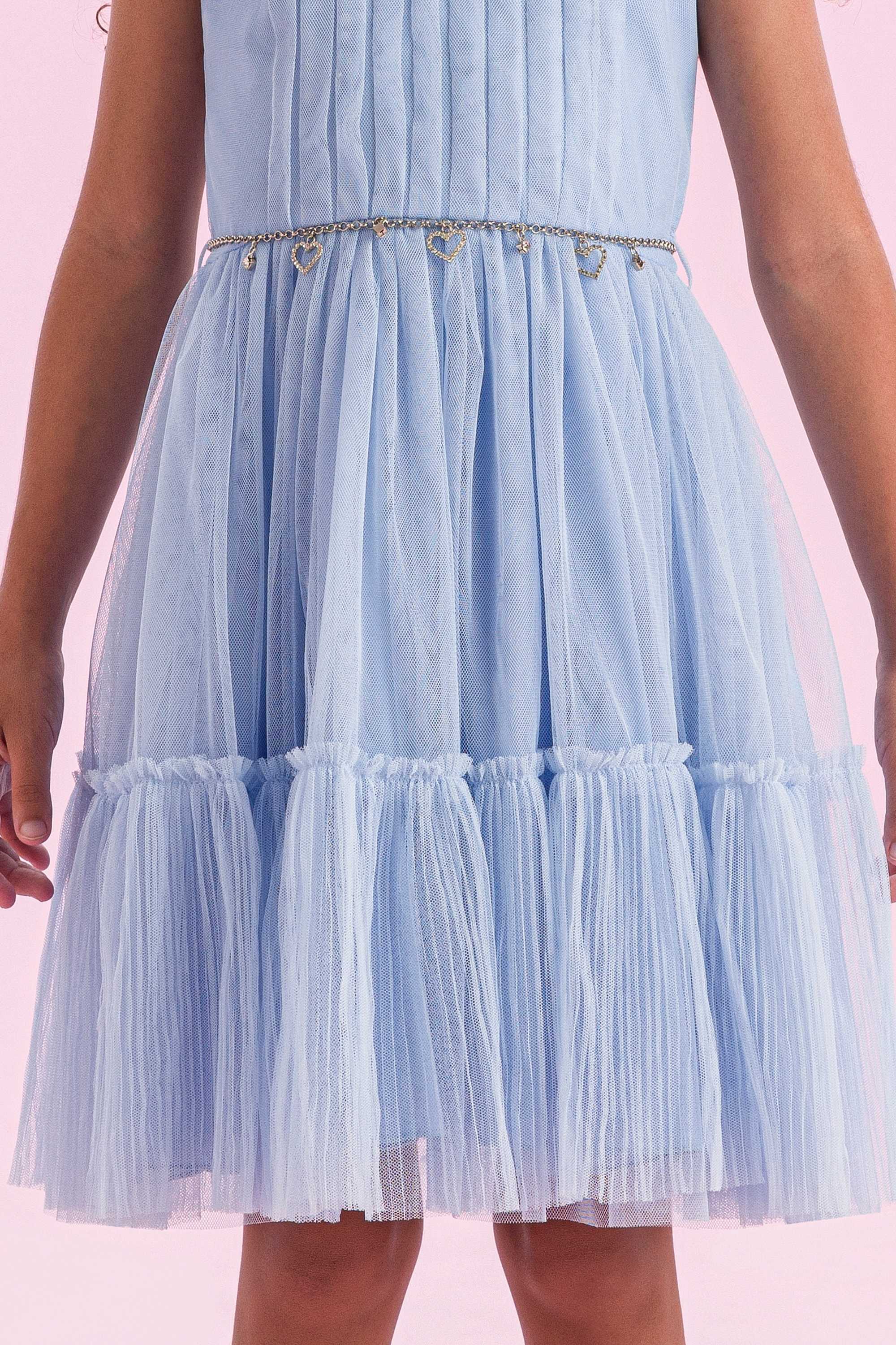 Vestido Festa Infantil Petit Cherie Tule Azul