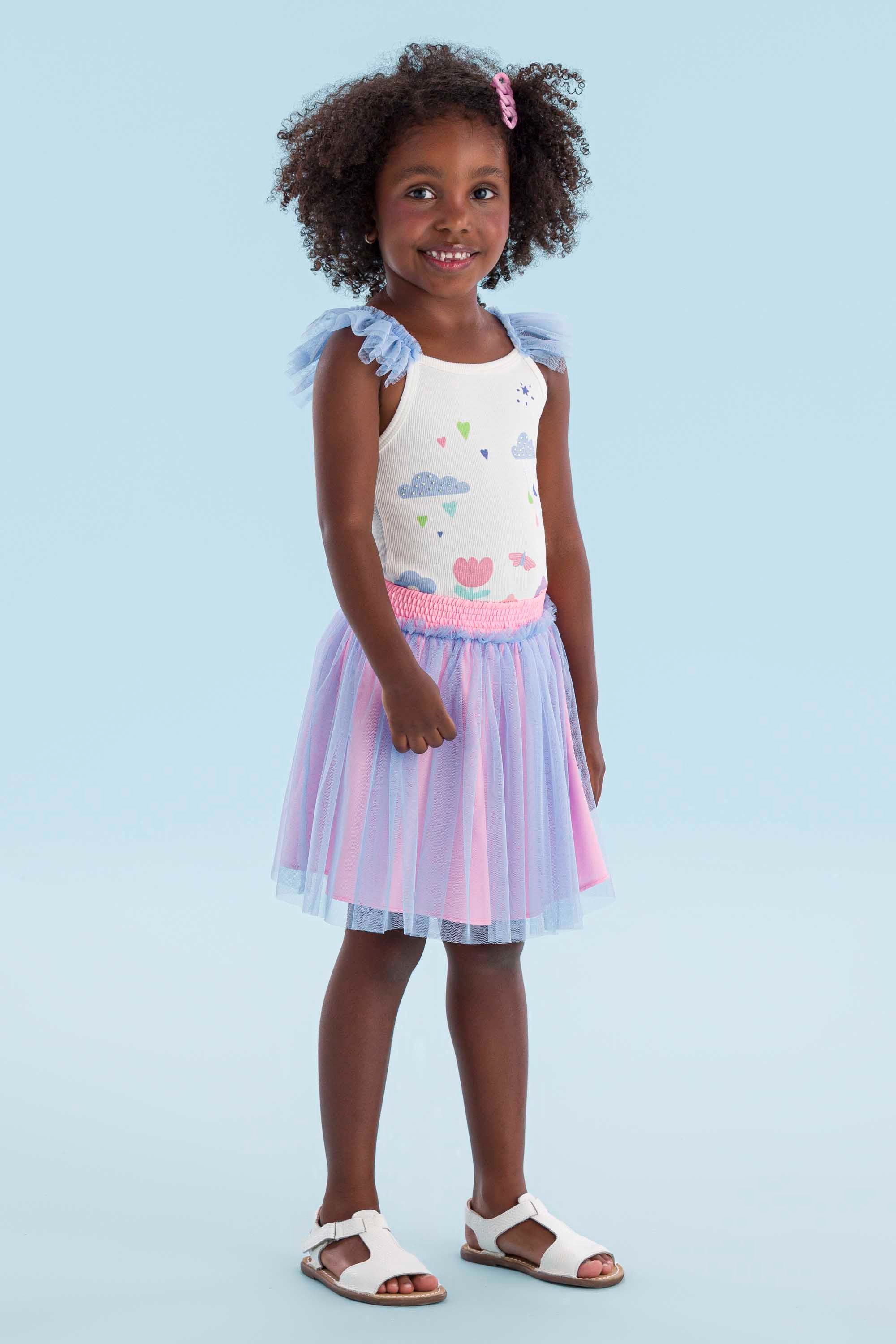 Conjunto Saia e Blusa Infantil Mon Sucré Saia Tule