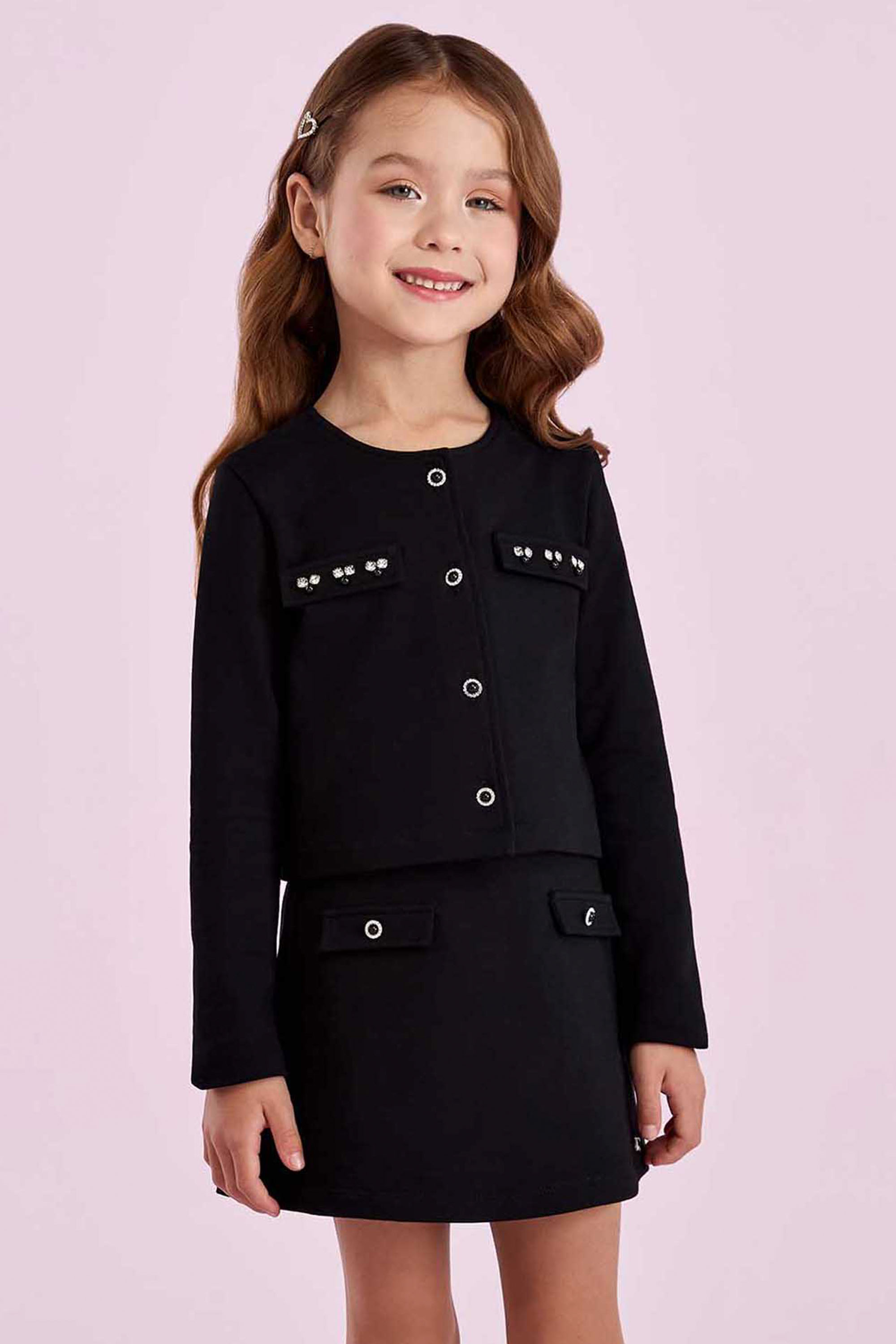 Conjunto Infantil 2 Peças - Casaco E Saia Estampa Houndstooth | WDIRARA