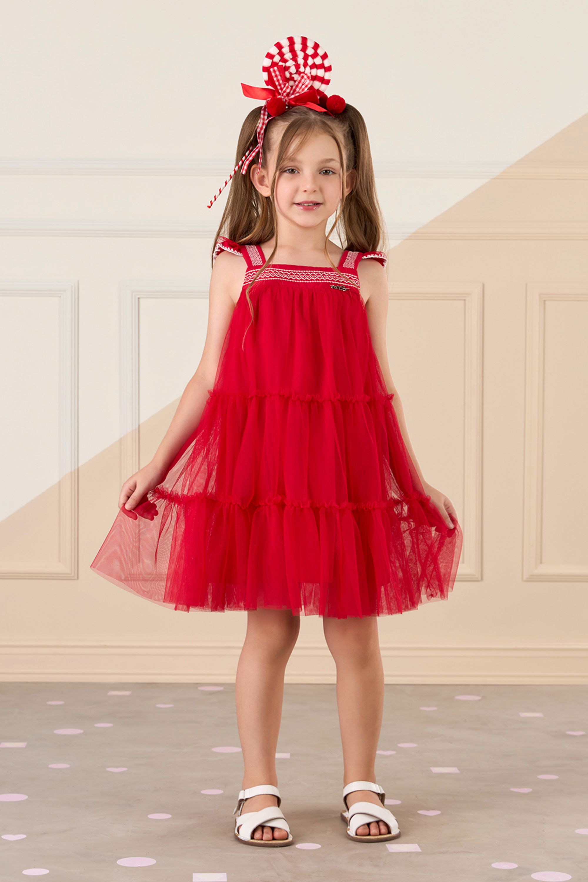 Vestido Casual Mon Sucré Vermelho Happy Time