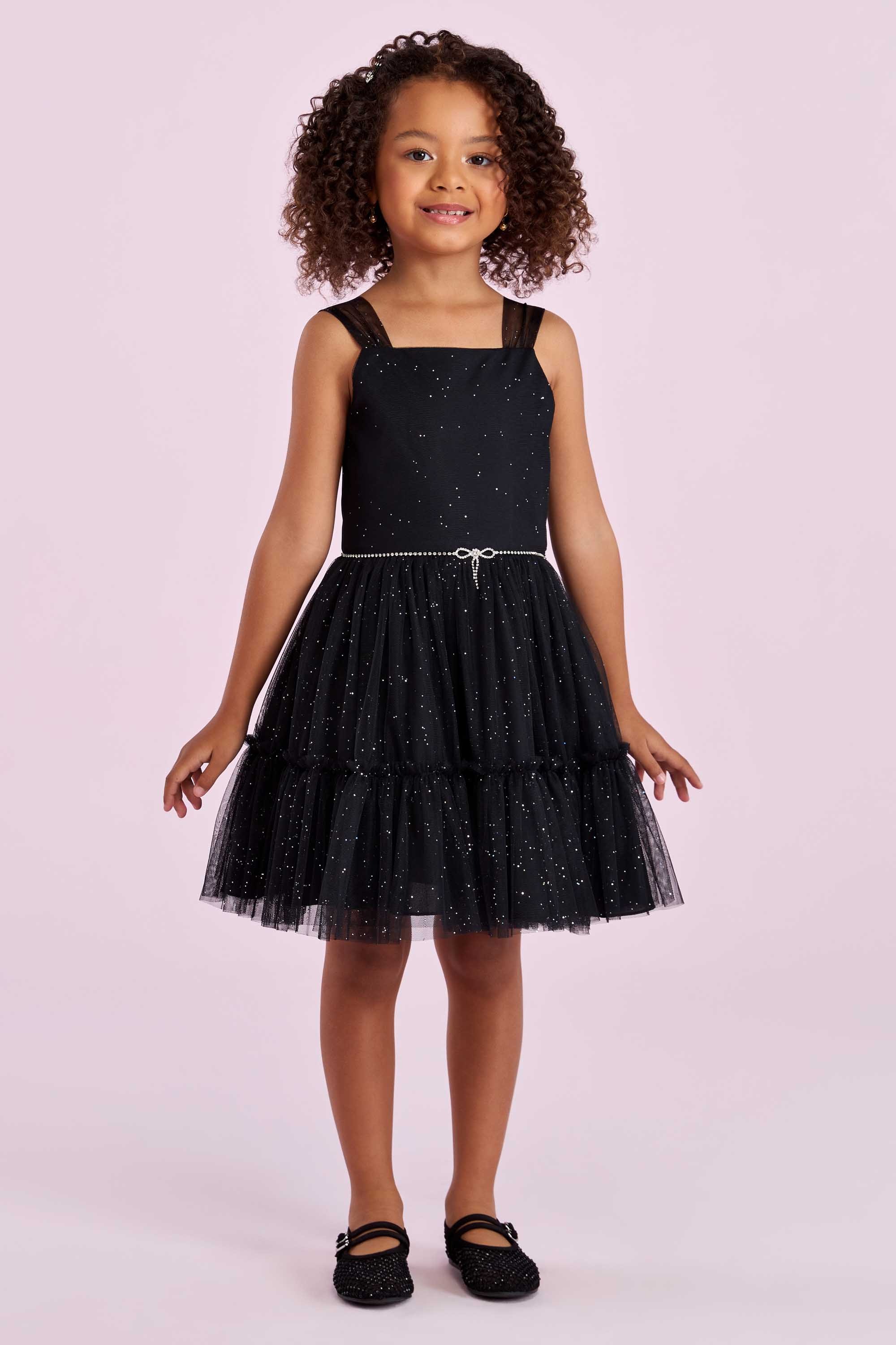 Vestido Festa Petit Cherie Tule Com Brilhos Preto