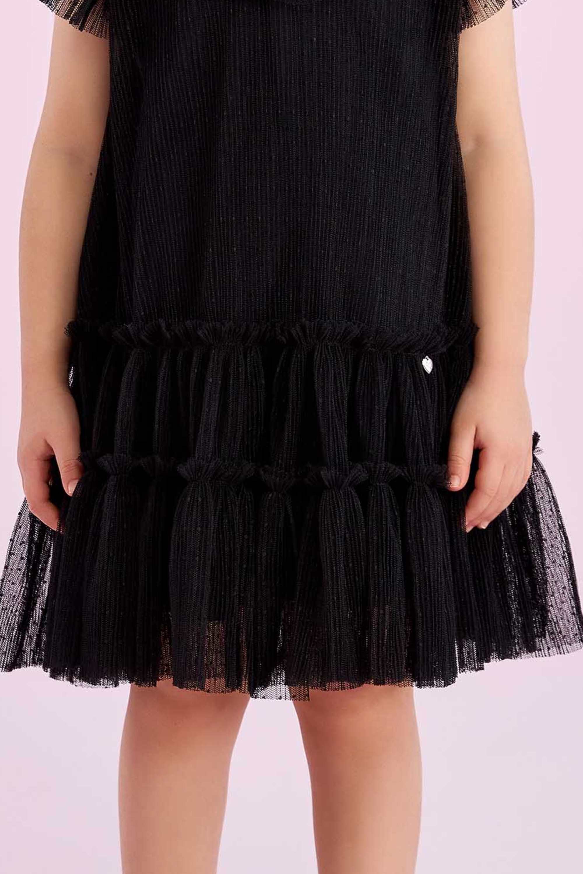 Vestido Festa Petit Cherie Tule Preto Com Strass